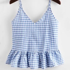 Ruffle Hem Gingham Cami Top